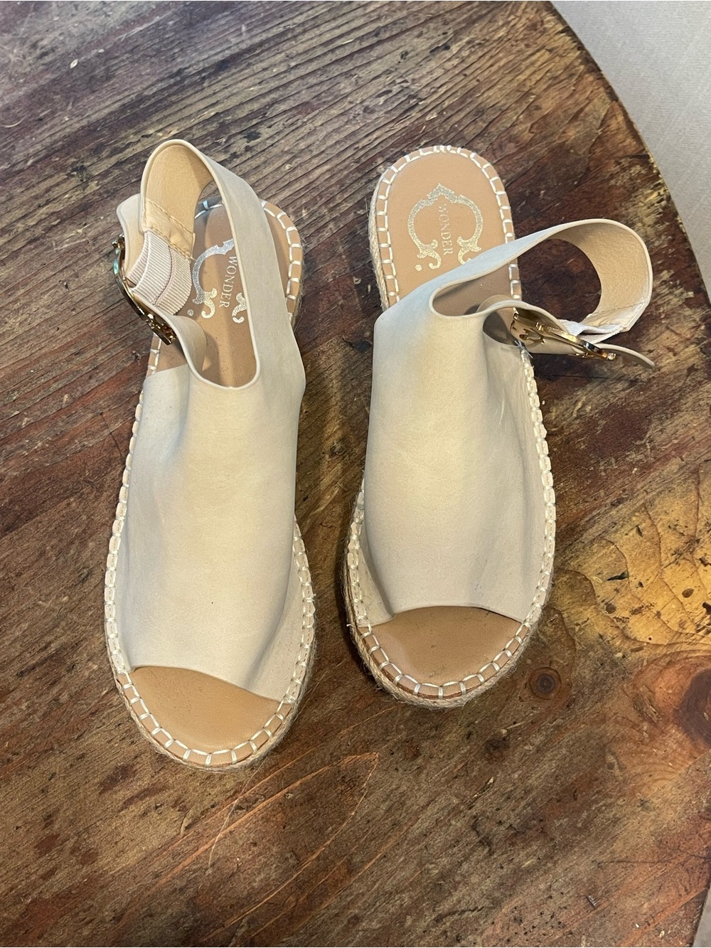 Catherine Malandrino Beige Slingback Espadrille Sandals